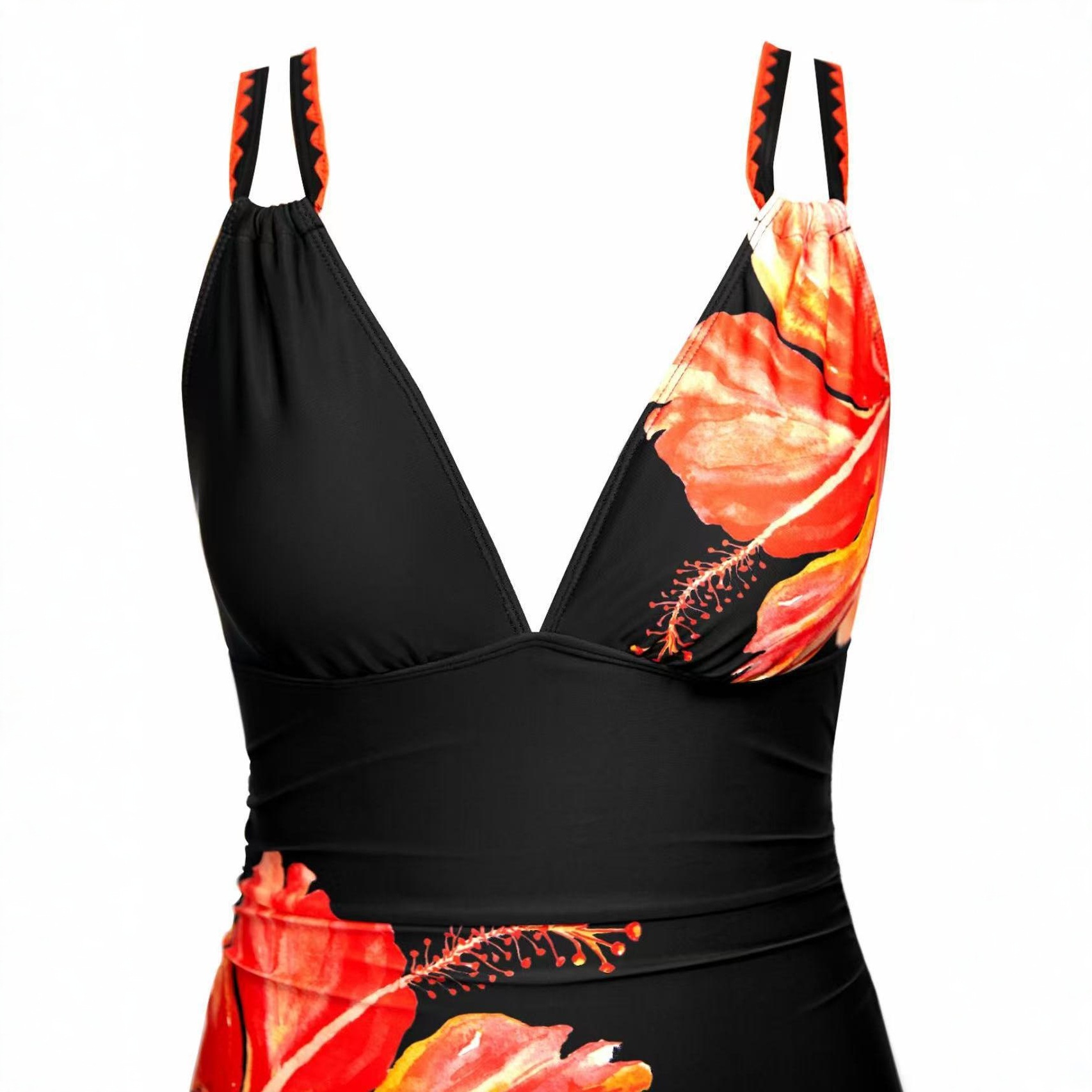 Floral Print Backless Push-Up One Piece Swimsuit for Women Tight Fitting Sexy Design European American Style Summer Vacation Wear_voghion.com