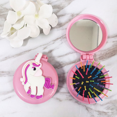 Round cute pony pink comb cartoon piglet bear colorful comb tooth air bag comb comb mirror integrated