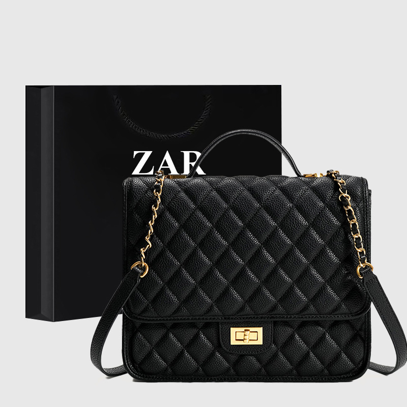 Ghana preface backpack women's new large capacity commuter high-grade Western style Chanel style rhombus handbag cross-border