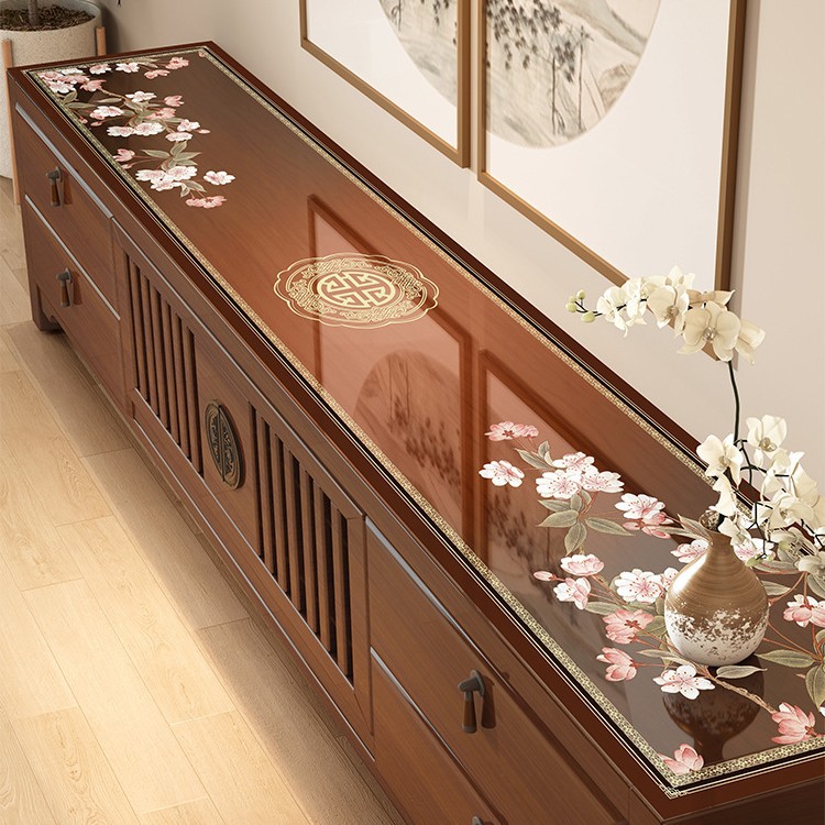 New Chinoiserie Tv Cabinet Table Mat Pvc Tablecloth No-Wash Waterproof and Oil-Proof Shoe Cabinet Cover Cloth Dining Side Counter Top Protection Mat