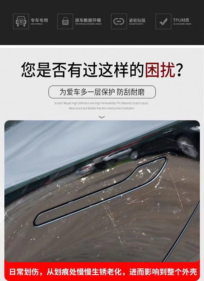 Suitable for Tesla Model Y-3, protective handle and door bowl protective sticker, transparent model for refreshing the car door