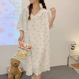 2023睡衣女夏季短袖大码宽松睡裙网红新款甜美可爱外穿休闲家居服