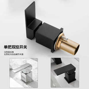 Large Flow Bathtub Faucet Two-Hole Waterfall Faucet Split Hot and Cold Bathtub Three-Piece Set with Extended and Widened Waterfall