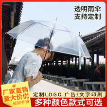 地摊透明雨伞定制印logo礼品广告伞自动晴雨两用伞批发长柄透明伞