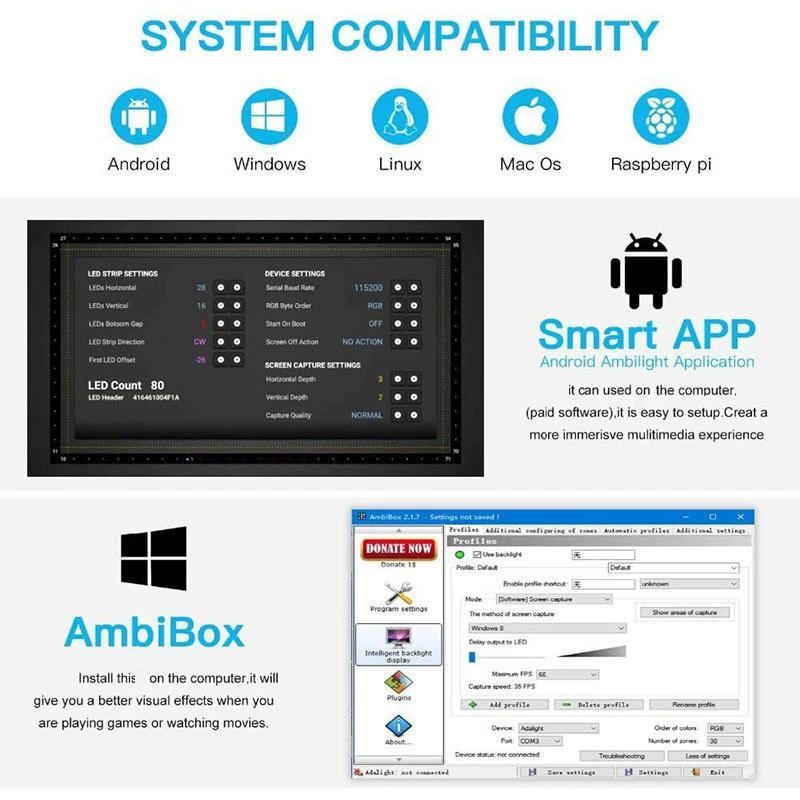 Кросс-бордер стример магический свет с синхронизацией дисплея Ambibox, подсветка фона, автоматически меняет цвет