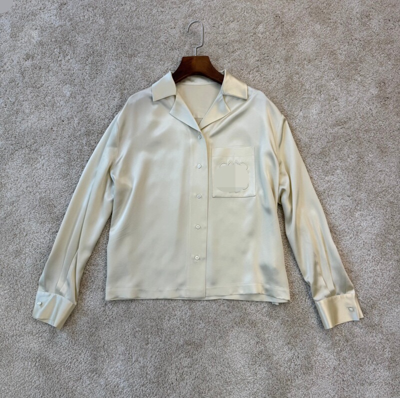 純粋なオリジナルの Aunt Luo の厚手のシルク刺繍パッチポケットワイドバージョンシャツ女性用 25 Muminanyou ハイエンドライトラグジュアリーレディースシャツ|undefined