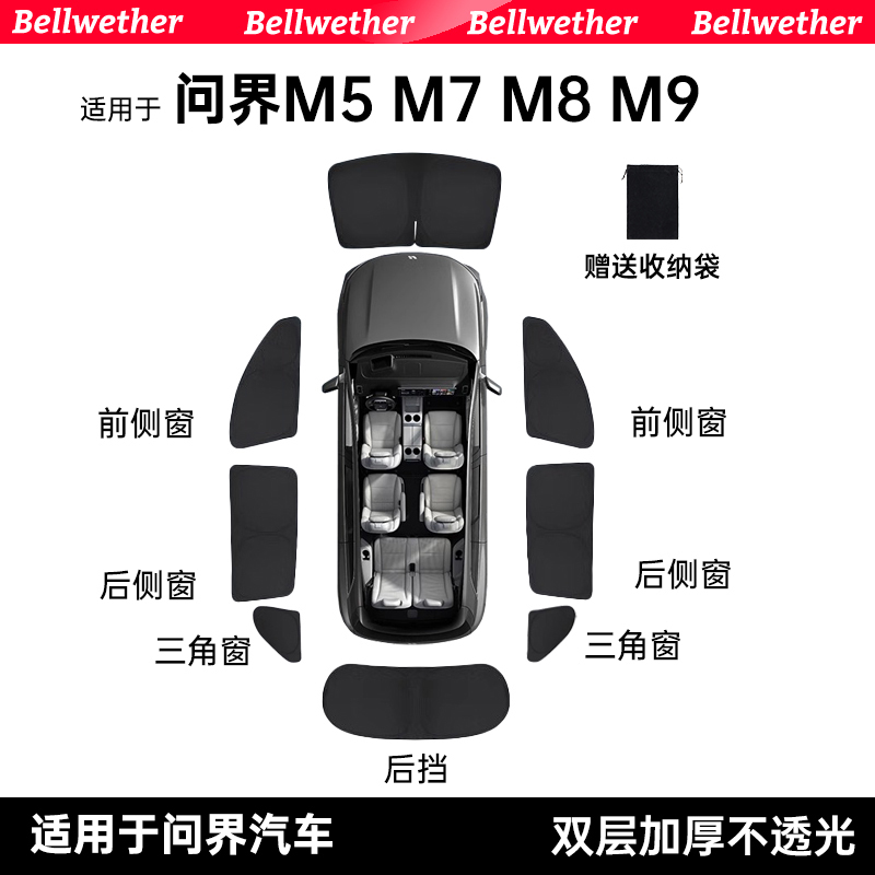 Suitable for the New Aito M8/M7/M5/M9/M6 Camping Privacy Curtain, Full Sunshade Curtain for the Car, Sun Protection Window Curtain