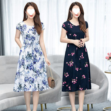 新款中老年女夏棉绸连衣裙40-60妈妈装短袖裙子宽松过膝大摆裙