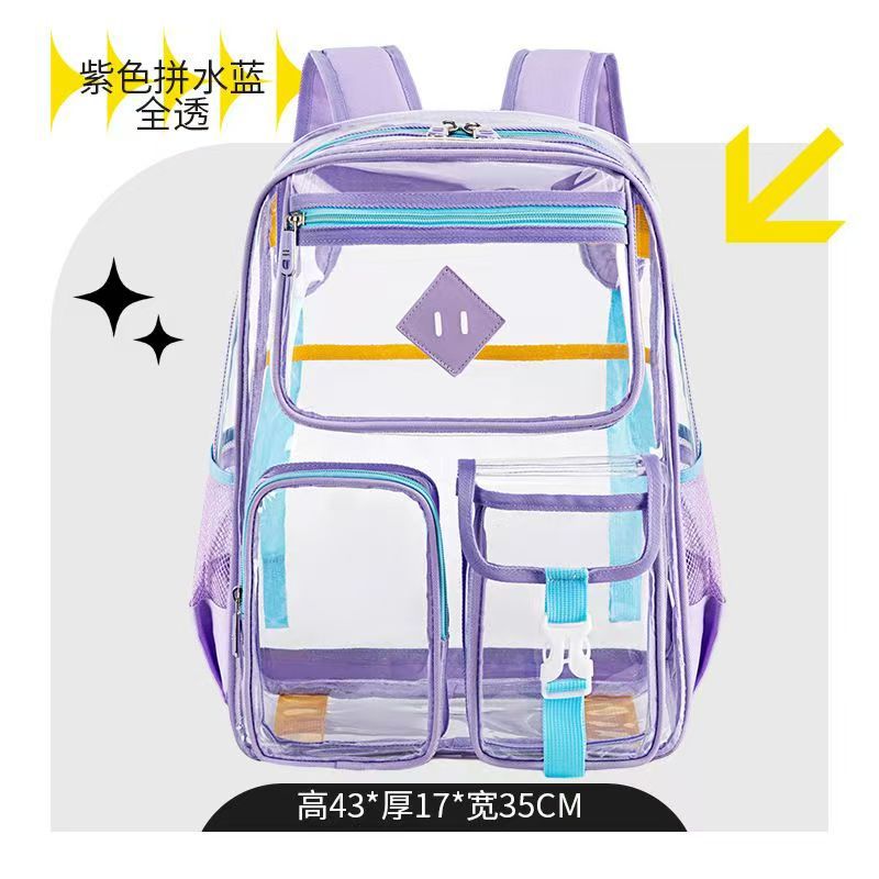 PVC transparente simple maquillaje mochila de viaje mochila impermeable de alta capacidad mochila para chicas cool