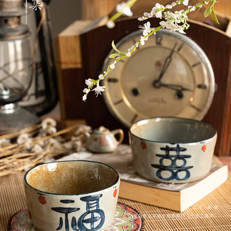 Hand-Painted Ceramic Rice Bowl for Home Use, Vintage 2025 New Jingdezhen Porcelain Noodle Bowl