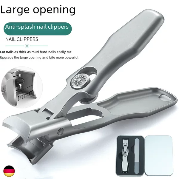 Nail clippers German large anti-splash stainless steel large opening nail clippers single set portable gray nail clippers