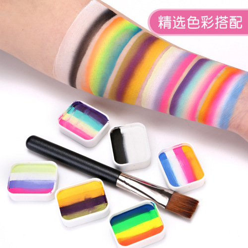 Cross-border hot selling 12-color rainbow strip palette body painting pigments washable stage makeup painting paste