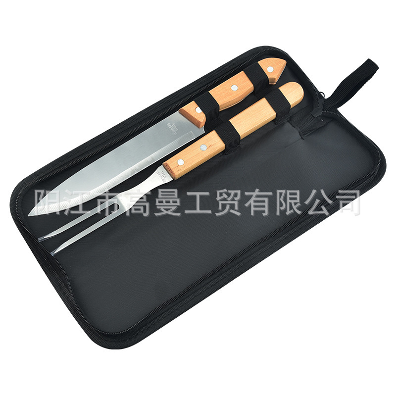 Juego de herramientas para barbacoa personalizado para comercio electrónico transfronterizo, exportación de fábrica, venta al por mayor, portátil, varios estilos, con bolsa de tela y asa pequeña.