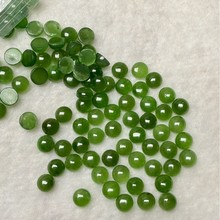 批发天然碧玉戒面裸石 圆形包珠平底无黑点 天然石镶嵌裸石碧玉