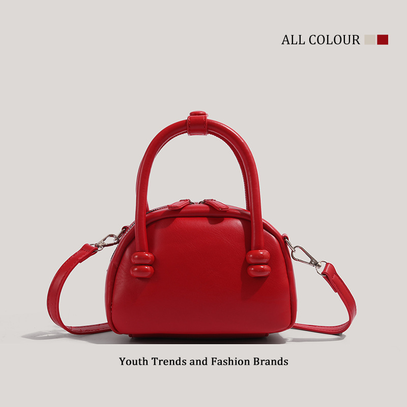 Official Genuine High-Quality Versatile Boston Handbag, Red Wedding Bag, Can Be Worn as a Shoulder or Crossbody Bag Official Genuine High-Quality Versatile Boston Handbag, Red Wedding Bag, Can Be Worn as a Shoulder or Crossbody Bag