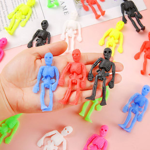 Children's TPR soft rubber elastic retractable skull decompression vent toys Halloween trick funny toys wholesale