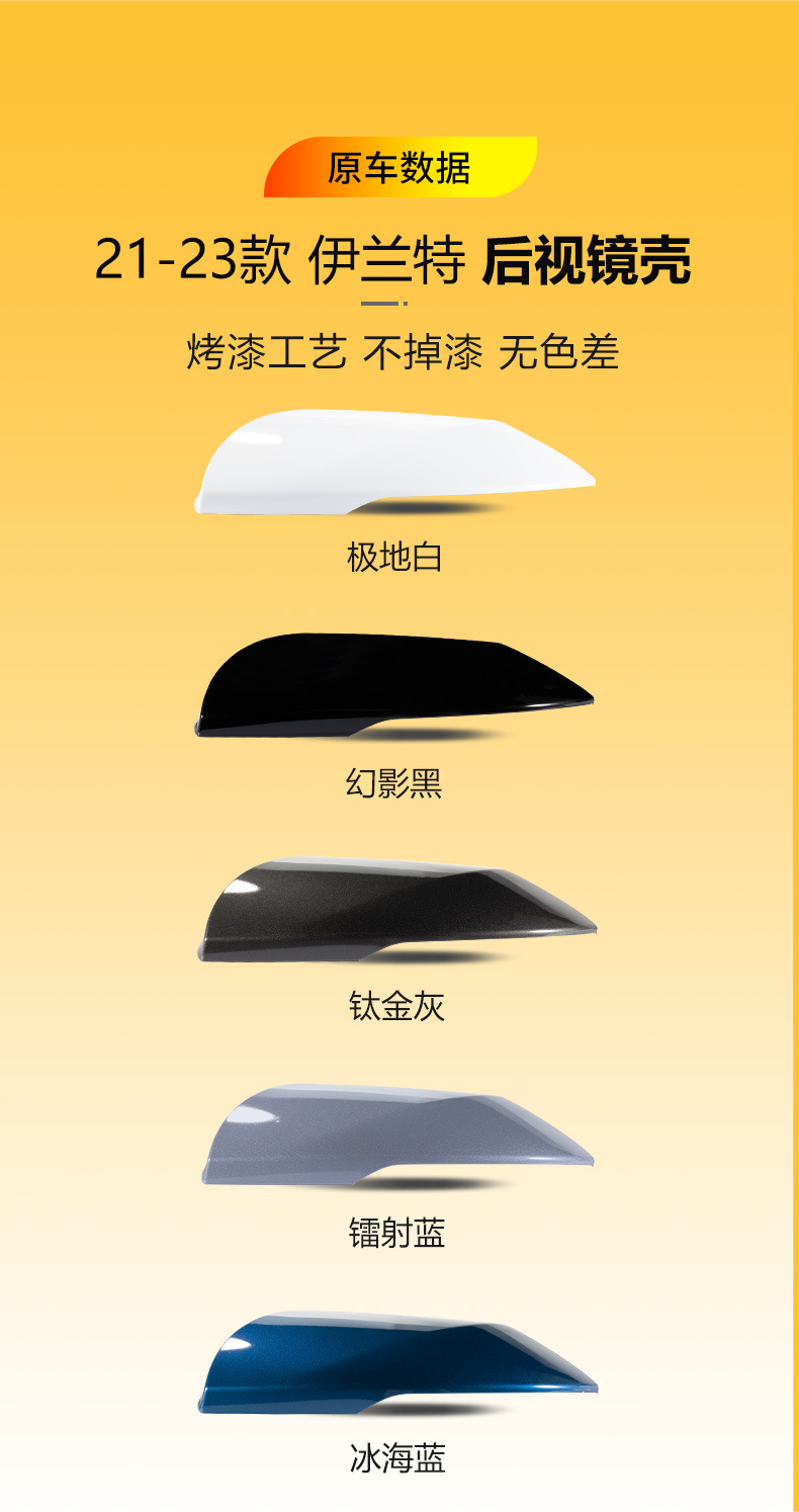 Suitable for 20-23 Hyundai Elantra Rearview Mirror Housing Reversing Mirror Frame Turn Signal Reflective Lens Rear Cover