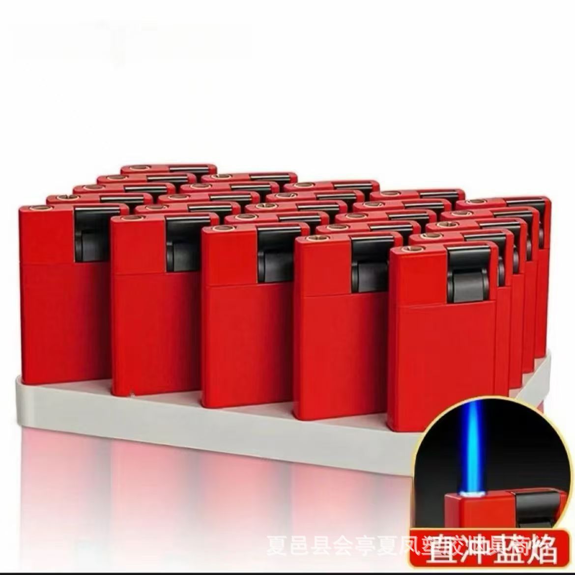 Publicidad de encendedor a prueba de viento de metal inflado láser de alta calidad impresión directa llama azul impresión UV color publicidad