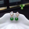 fashion Jewelry Manufactor wholesale new pattern Bead Earrings 18K Set natural Wada Jasper leaf Ear Studs
