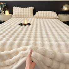 冬季加厚牛奶绒床单单件家用双人兔毛绒被单三件套单人珊瑚绒床单