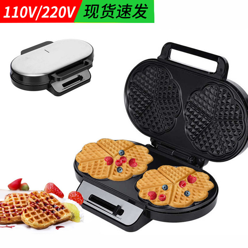 Casa 110v dos piezas de doble plato amor máquina de waffles sándwiches electromecánicas galleta de desayuno máquina de waffles image 1