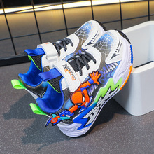 秋冬上新中大童蜘蛛超人耐脏休闲鞋小男孩时尚软底皮面防滑运动鞋