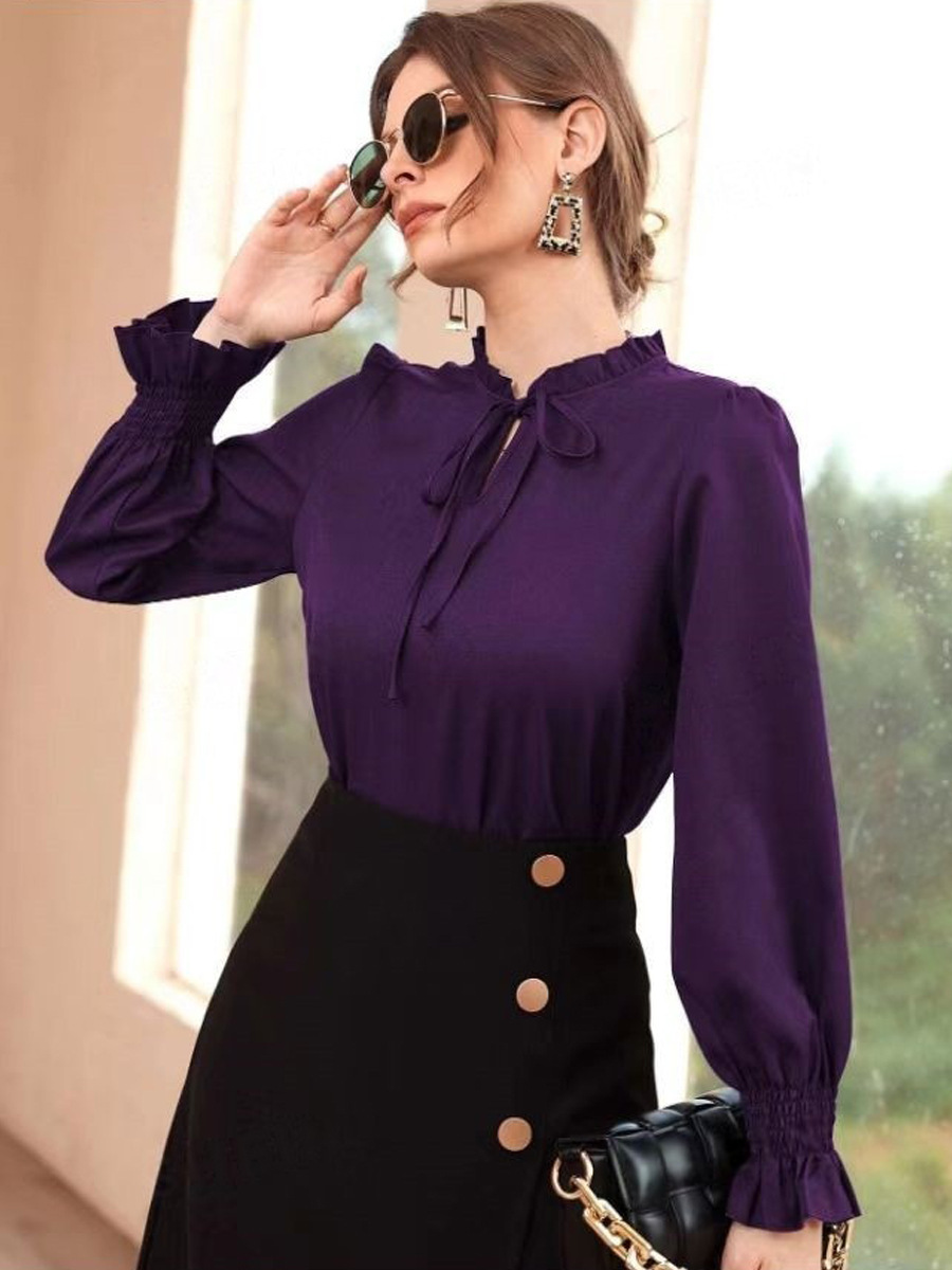 Camisa de satén satinado para mujer transfronteriza de Amazon primavera y verano nuevo comercio exterior Camisa de manga larga de la estación independiente de Amazon