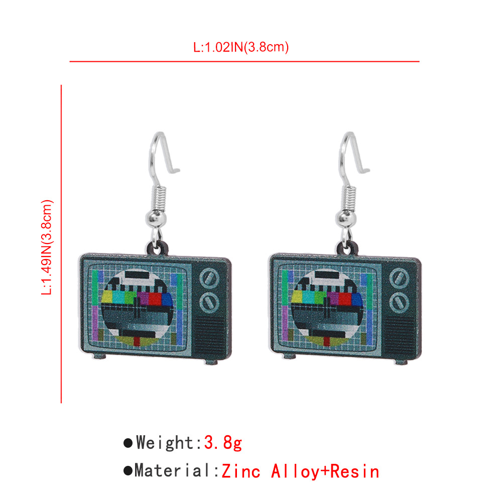 Simple Plate Retro Nostalgic Acrylic Tv Creative Alloy Earrings display picture 2