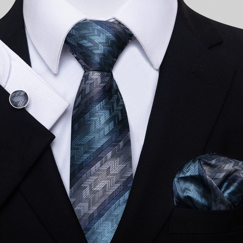 Ready stock solid color polka dot plaid tie wholesale solid color men's tie tie cufflinks pocket square set 8cm