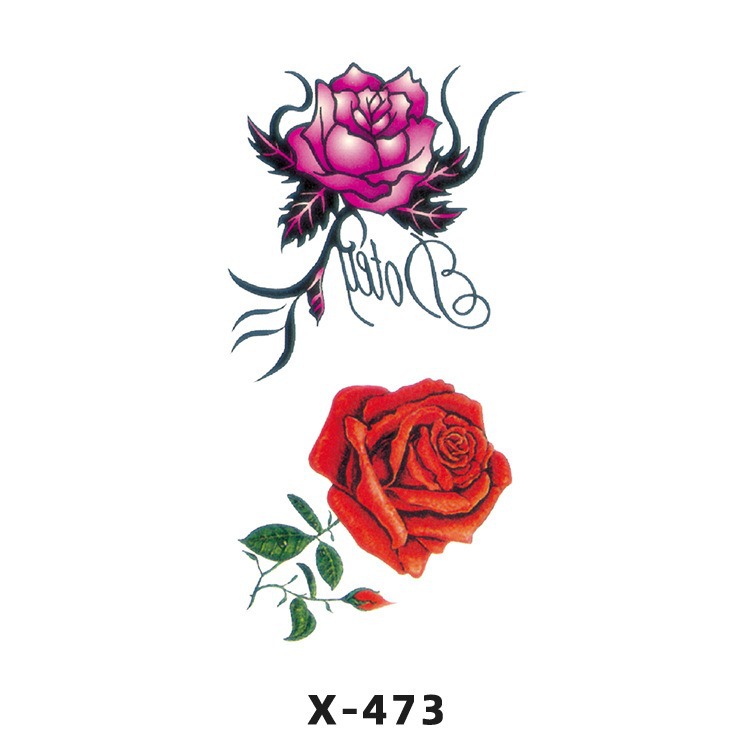 Arco de flor pequeña pegatinas de tatuaje fresco 3D dibujos animados transfronterizo Henna rosa impermeable texto en inglés pegatinas de tatuaje