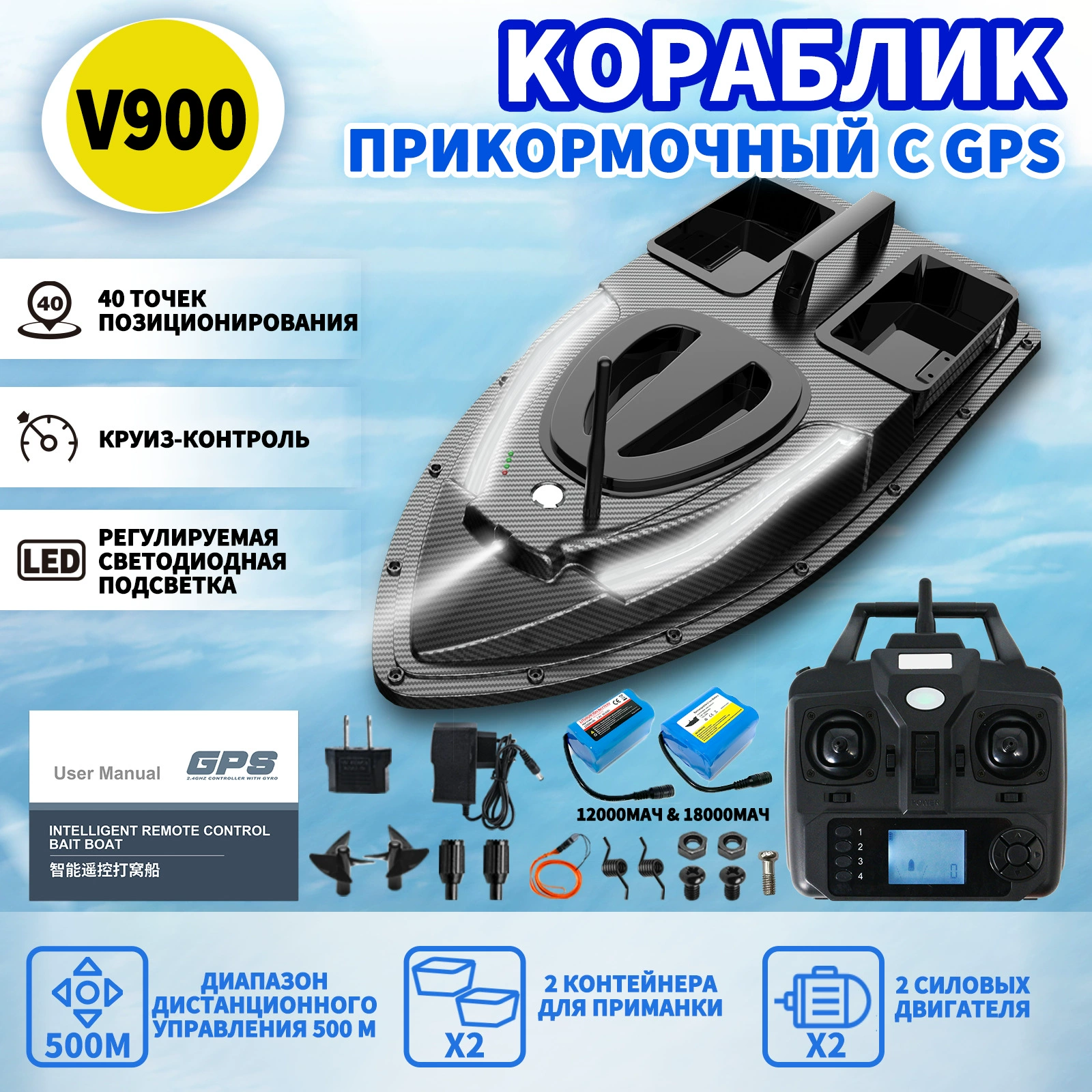Лодка для ночной рыбалки с подсветкой