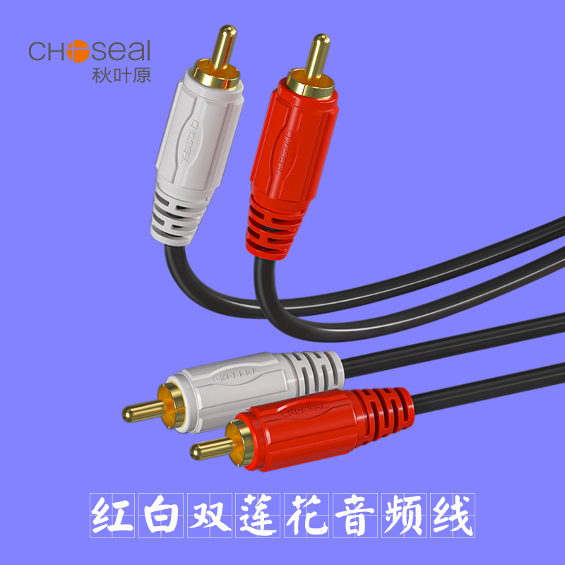 Choseal Akihabara RCA Double Lotus Head Two to Two DVD Tv Amplifier Audio Desktop Cable