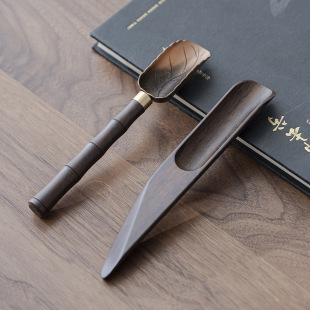 Ebony Tea Spoon Solid Wood Tea Spoon Small Long Handle Tea Shovel Tea Japanese Style Tea Appreciation Lotus Tea Ceremony Six Gentleman Accessories