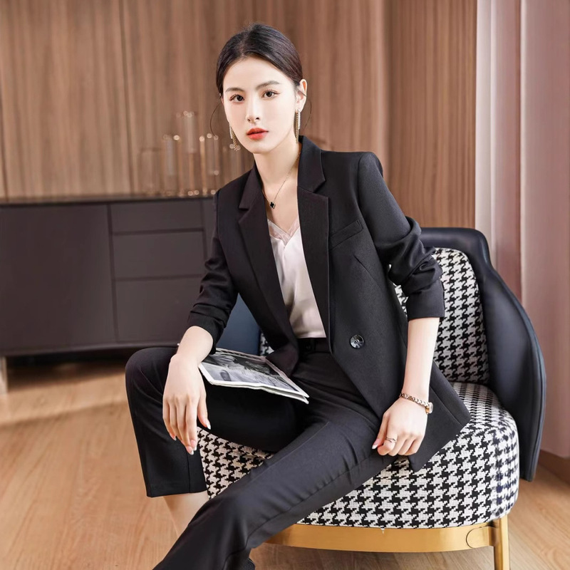 Fashion Black Small Suit High-end Women's Business Wear Work Clothes Slim Fit Version Good Atmosphere Simple Jacket
