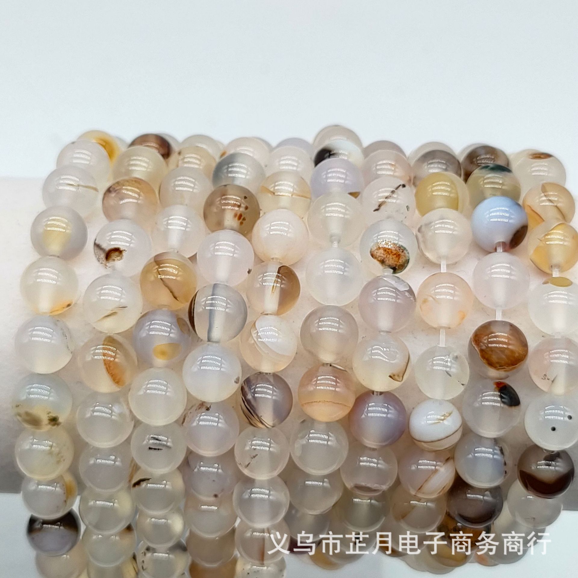 Zhiyu Month Accessory Natural Black Flower Agate Beads DIY Accessory Compatible Beads Stringing Beads Agate Round Beads Semi-finished Wholesale