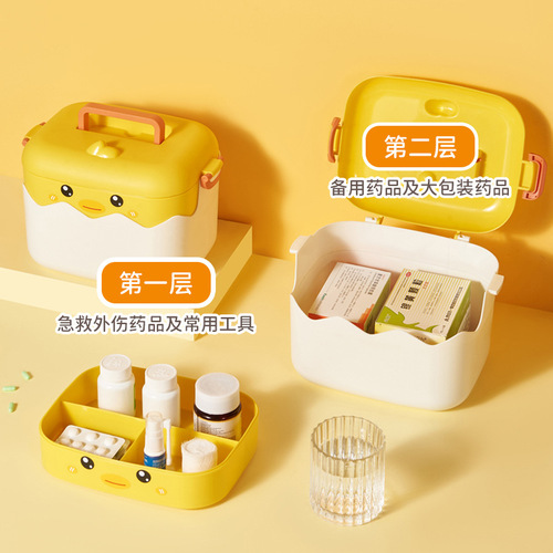 Broken-shell chicken medicine box household large-capacity cute medicine box full set of emergency medical care medical storage medicine small medicine box