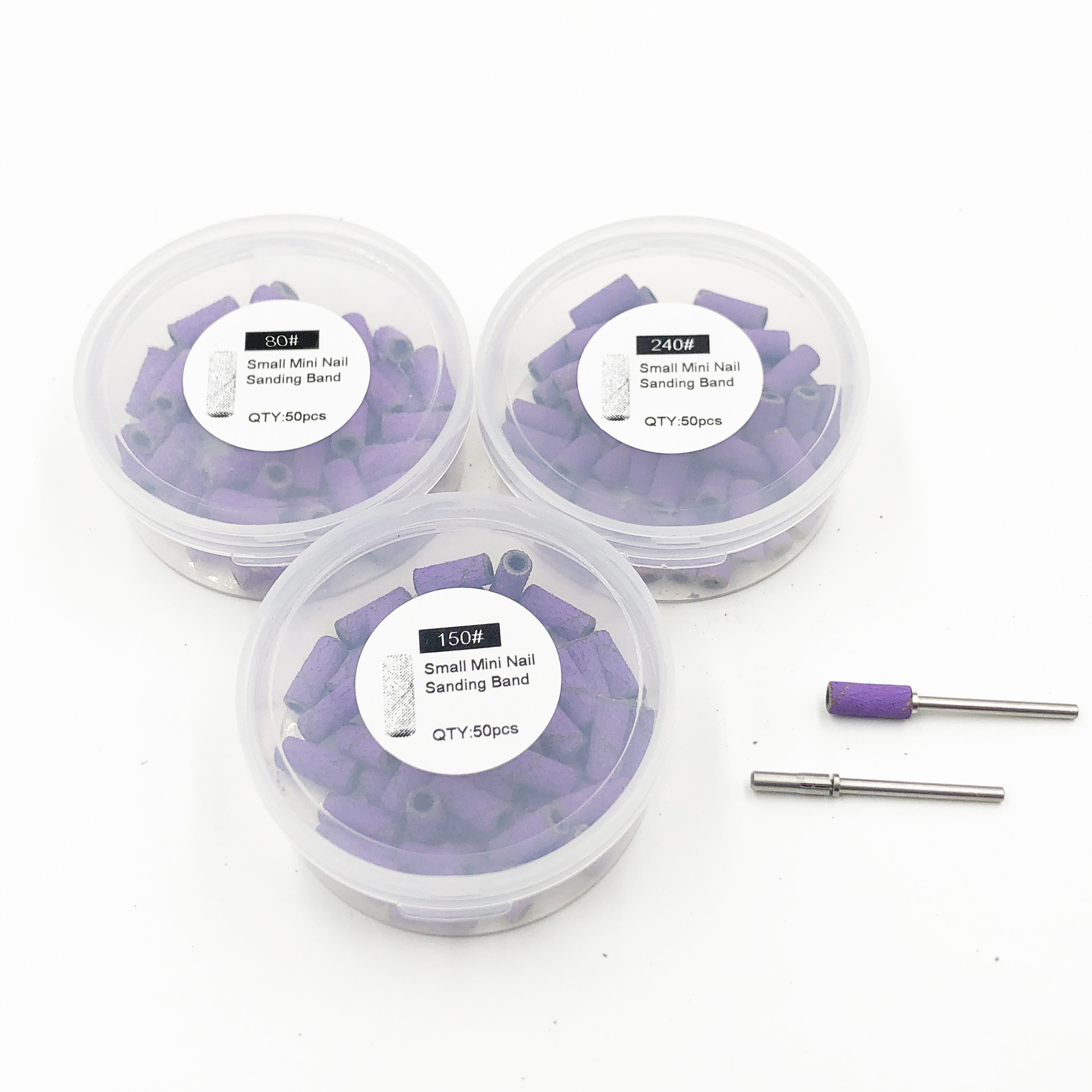 High quality 50 PCs purple manicure small sand ring mini extra small rotating shaft sand ring nail remover exfoliating cutin box New