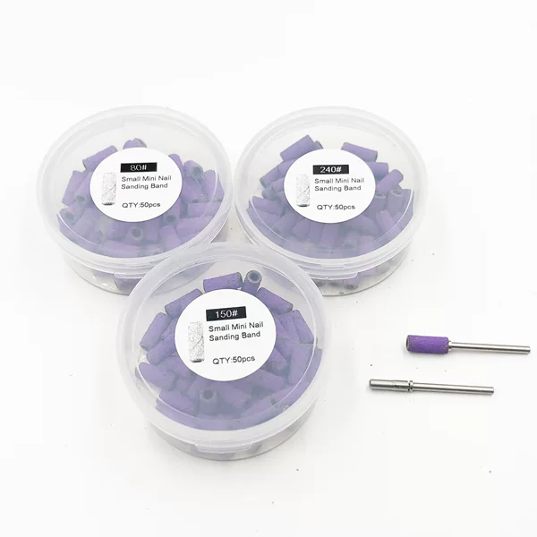 High quality 50 PCs purple manicure small sand ring mini extra small rotating shaft sand ring nail remover exfoliating cutin box New