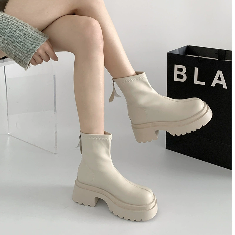 Универсальные женские ботинки на толстой подошве в британском стиле в стиле ретро, новинка 2025, летние тонкие короткие ботинки для маленьких людей