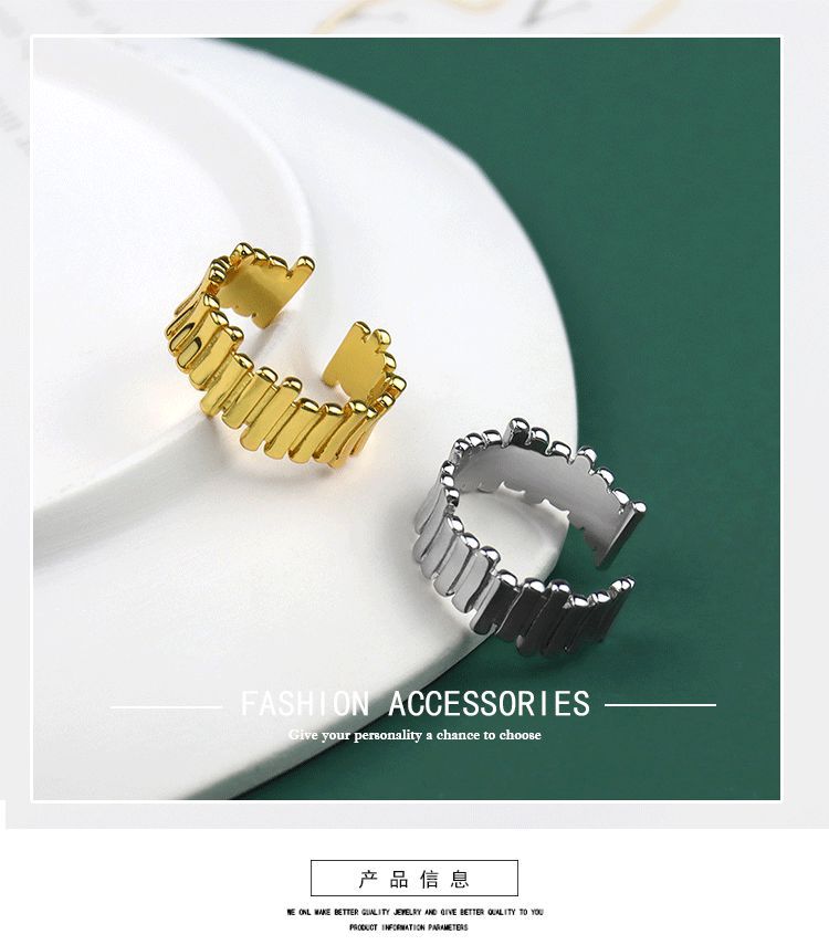 Korean Style Ins SpecialInterest Design Geometric Ring Fashion Irregular Lines Versatile Switchable Index Finger Ring Womenpicture9