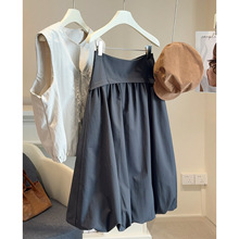 设计感花苞云朵蓬蓬半身裙女2025秋冬季新款法式百褶中长a字伞裙