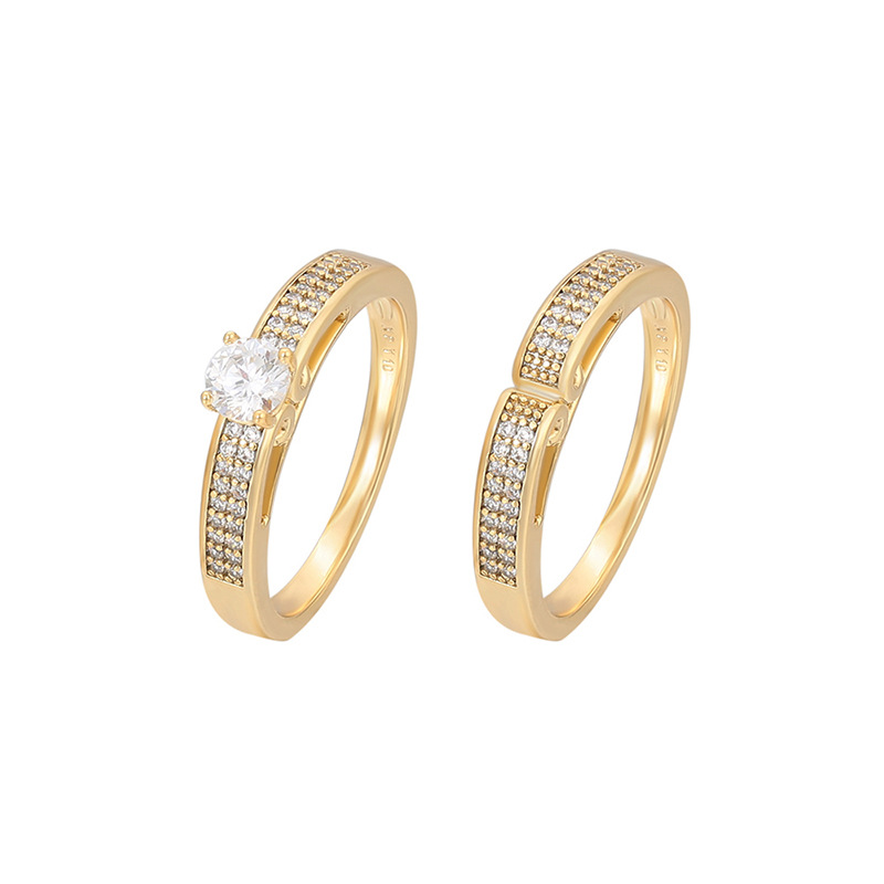 Xuping estilo simple personalidad pareja anillo de copre chapado 14k color lujoso ligero anillo de boda temperamento al por mayor
