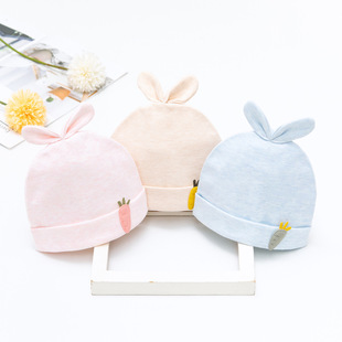 New newborn baby double cotton boneless rabbit fetal cap men and women Baby cute Full Moon Spring and Autumn cap wholesale