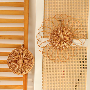 Cross-border Round Wicker Wall Decoration Nordic Living Room Background Wall Wall Hanging Decoration Homestay Living Room Bedroom Wall Decorations
