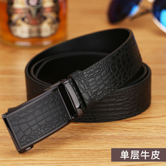 Belts for men wholesale genuine leather business toothless automatic belt men's crocodile pattern pure cowhide high-end trouser belt