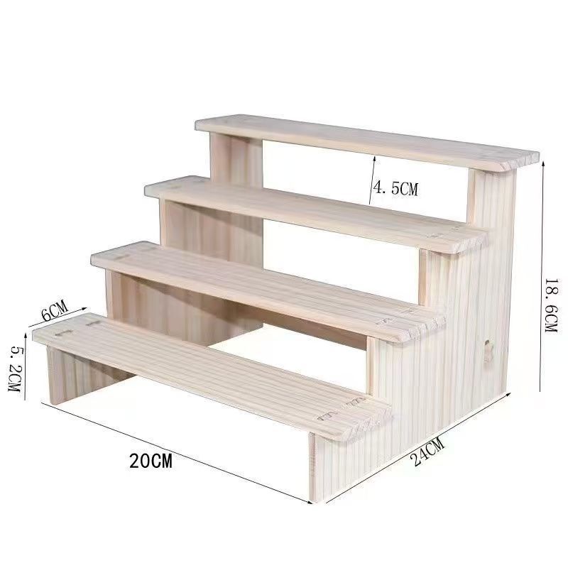 木製の収納棚の手作りのおもちゃの陳列棚のテーブルの置物の階層式の模型の展示台の実木の置き棚