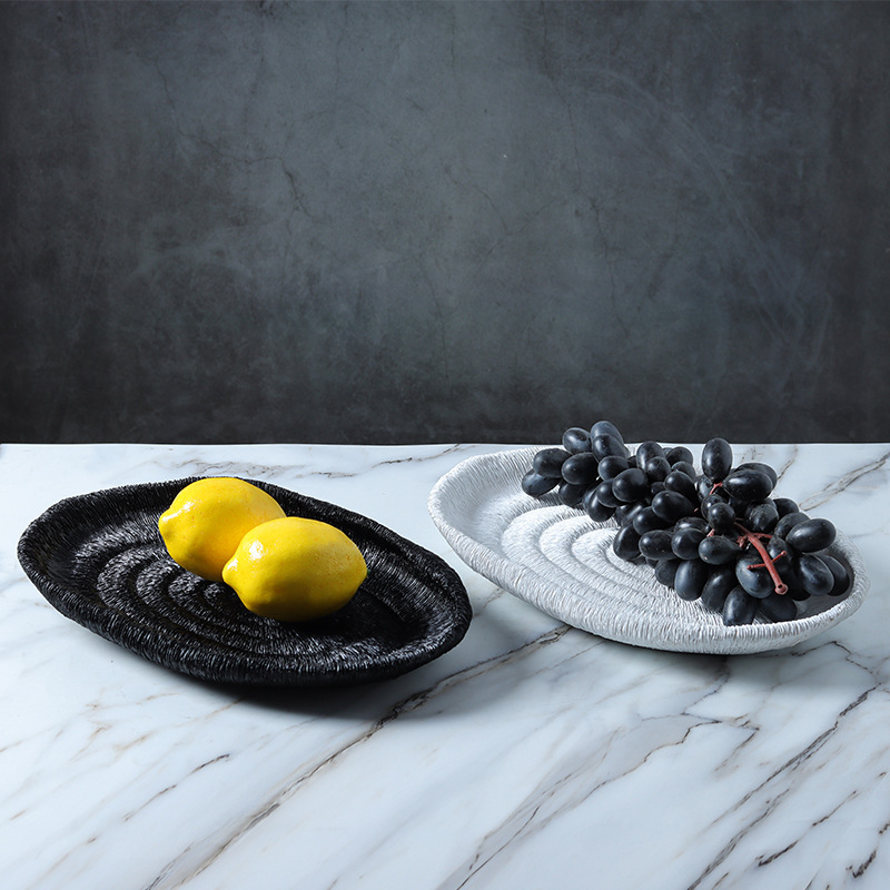 Modern Scandinavian Creative Resin Coral Pattern Texture Oval Tray Fruit Plate Snack Plate Decoration Home Decoration