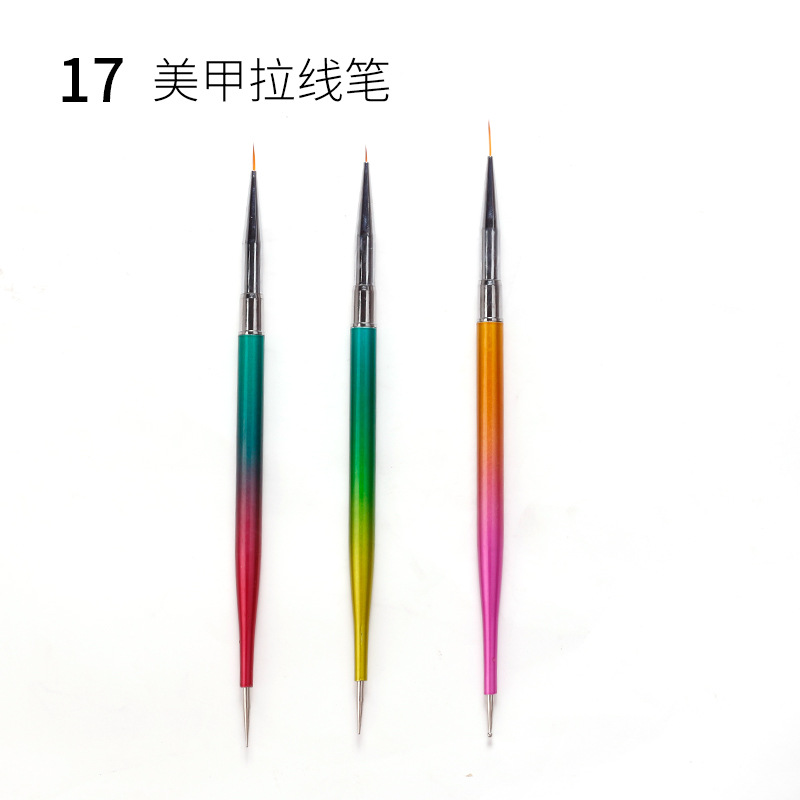 Cruz-frontera manicura 15 piezas conjunto pluma de fototerapia pluma de cristal pluma de silicona taladro de la pluma dibujo línea pintura cepillo colección