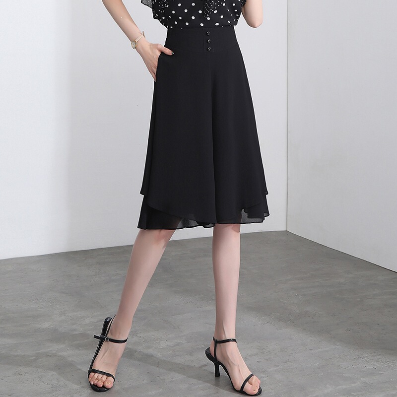 Chiffon Six-Point Wide-Leg Culottes New Style One-Piece Skirt Pants for Women Summer Thin Five-Point Shorts for Summer Wear
