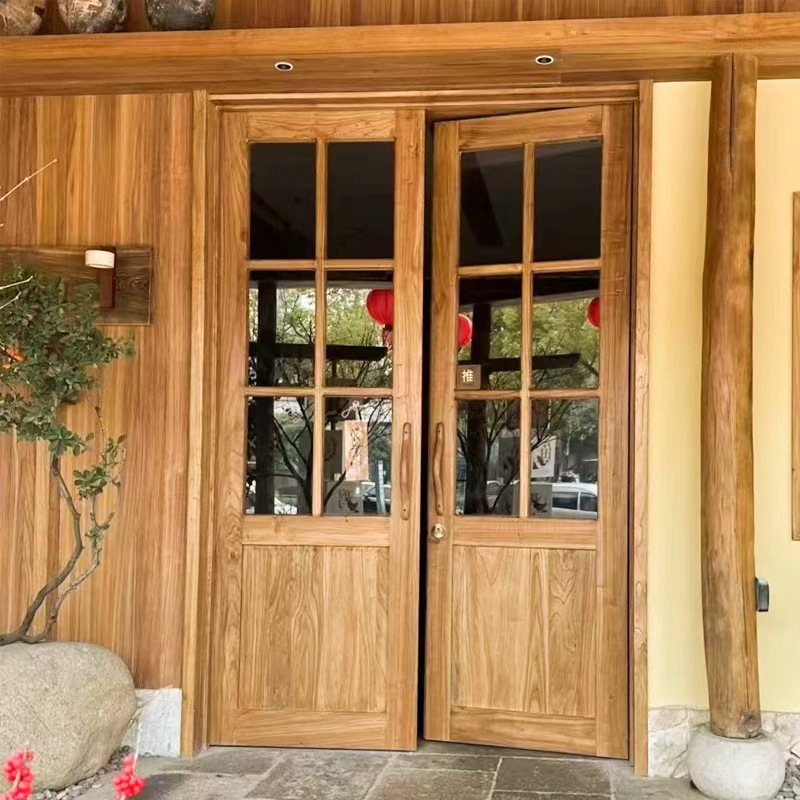 New Chinese-Style Solid Wood Antique Door for Homestay, Single Door, Single-Opening, Antique Hollow-Out Door, Pine Wood, Original Chinese-Style Wooden Door, Custom-Made